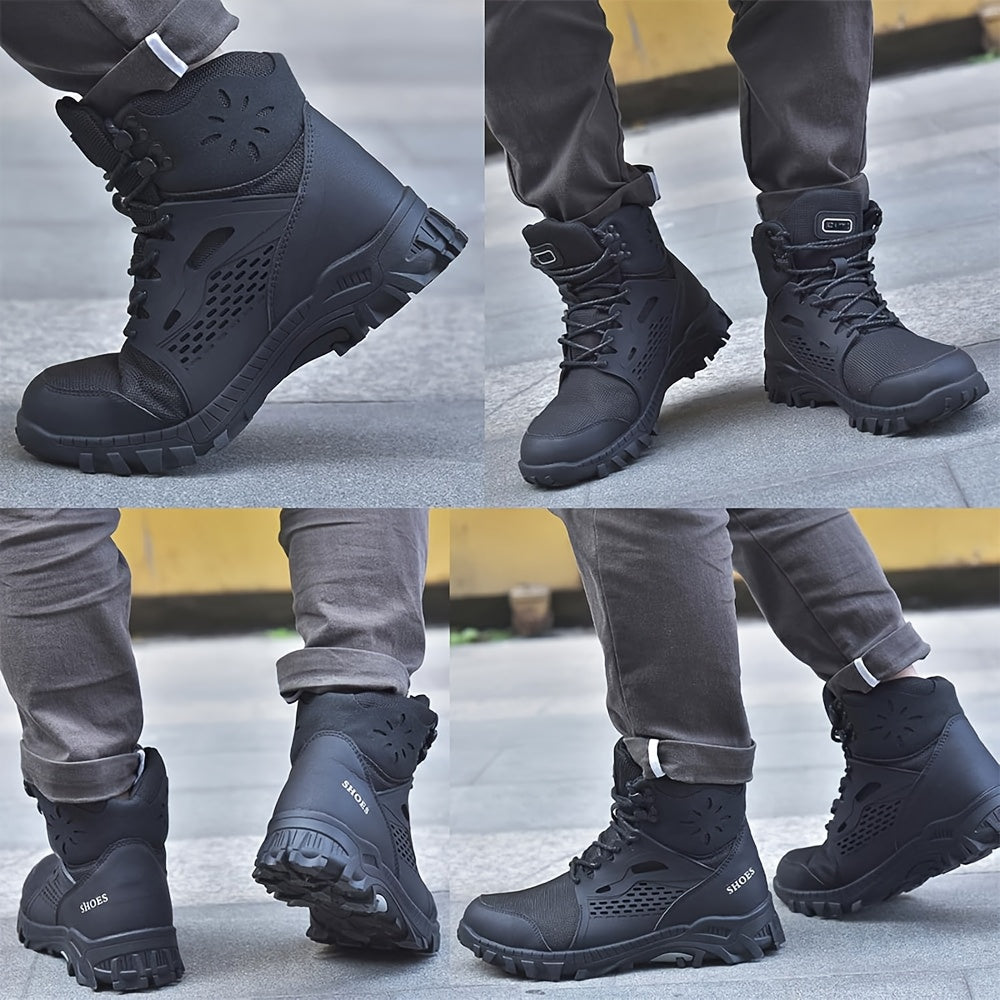 Black Easy Lace Steel Toe Boots