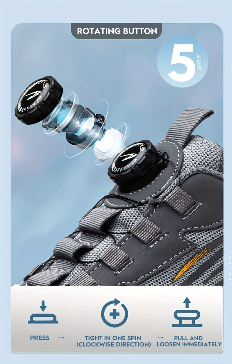 Mens Steel Toe Sneakers With Rotating Buckle