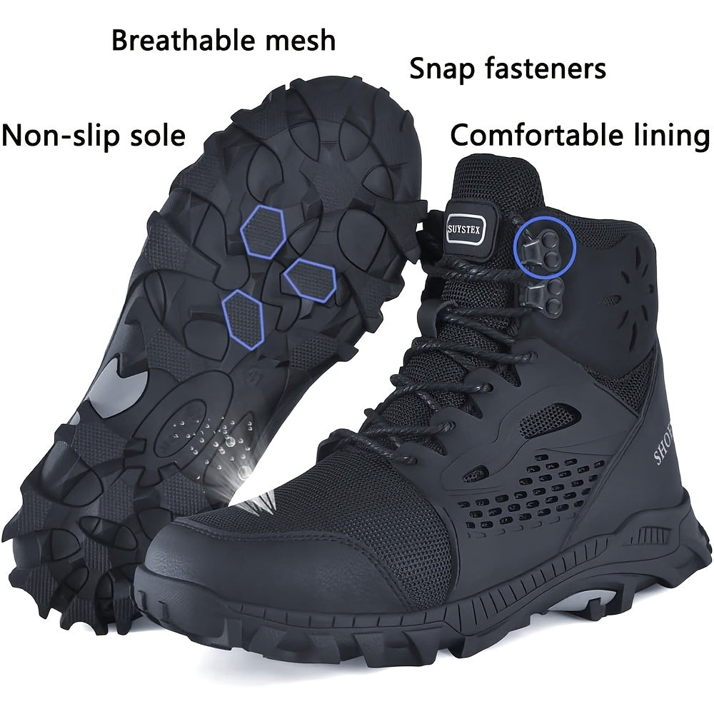 Black Easy Lace Steel Toe Boots