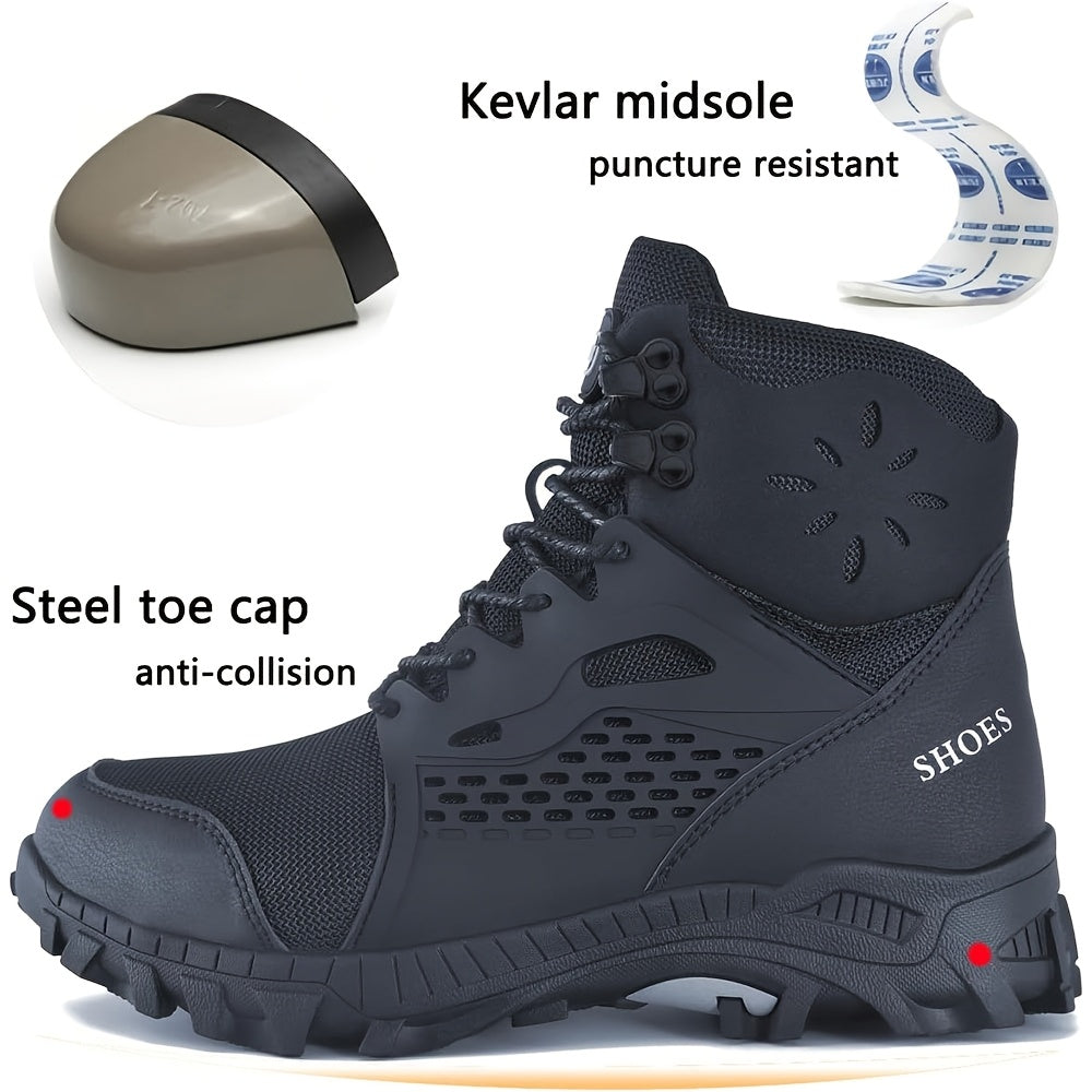 Black Easy Lace Steel Toe Boots