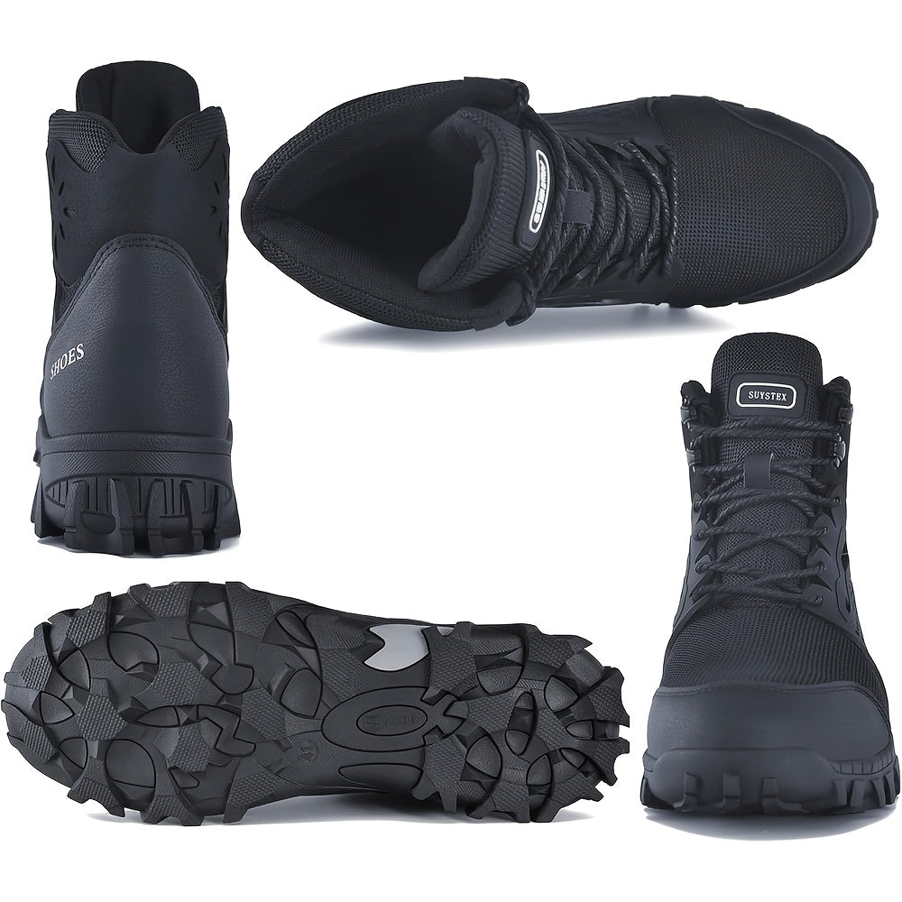 Black Easy Lace Steel Toe Boots