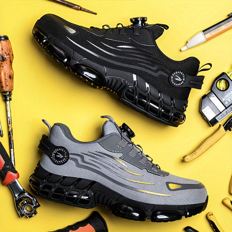 Men's Trendy Steel Toe & Rotating Buckle Safety Shoes