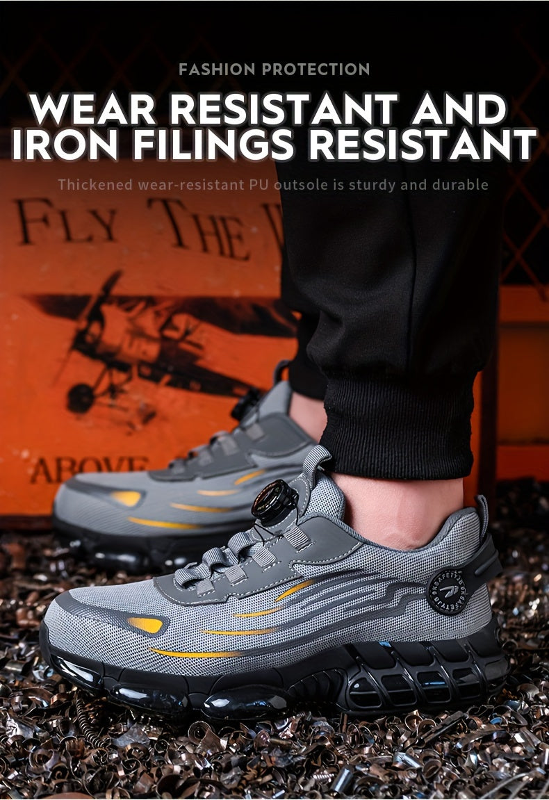 Men's Trendy Steel Toe & Rotating Buckle Safety Shoes