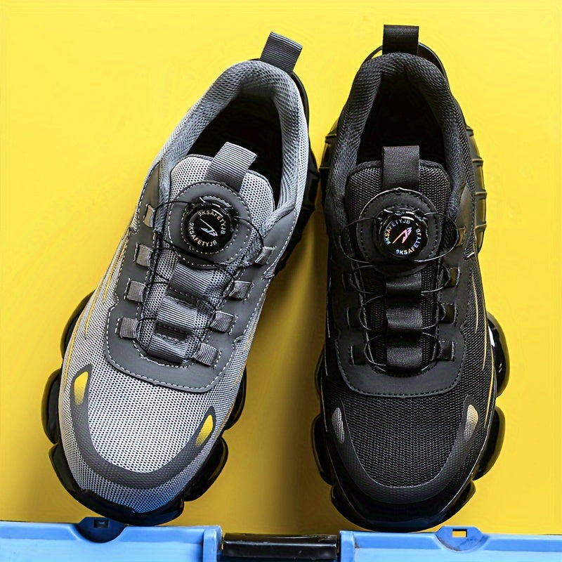 Men's Trendy Steel Toe & Rotating Buckle Safety Shoes