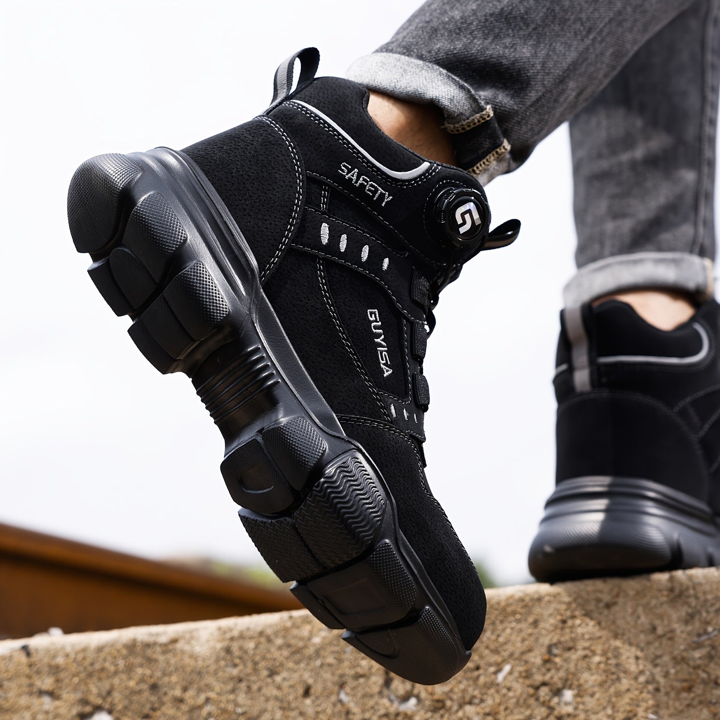 Mens Steel Toe Binder Laces Work Boots / Shoes