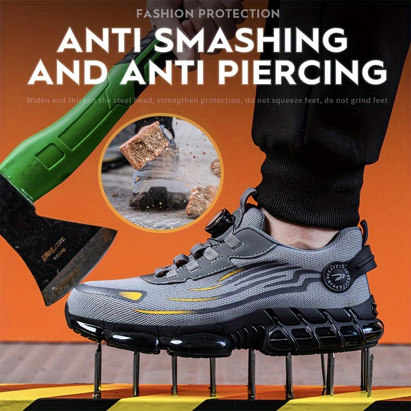 Men's Trendy Steel Toe & Rotating Buckle Safety Shoes