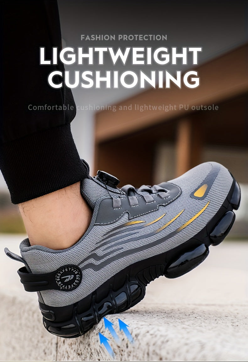 Men's Trendy Steel Toe & Rotating Buckle Safety Shoes
