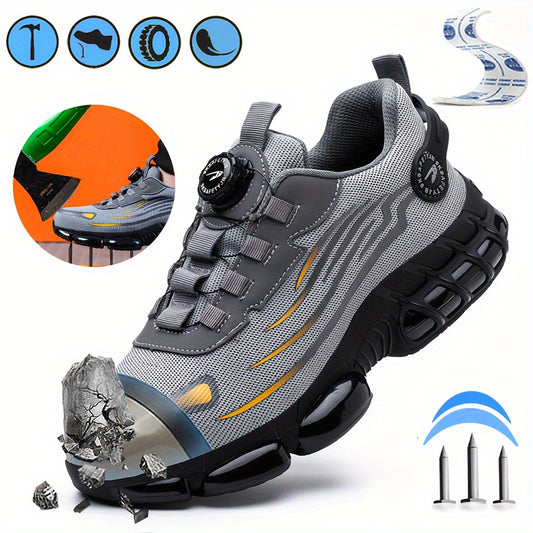 Men's Trendy Steel Toe & Rotating Buckle Safety Shoes