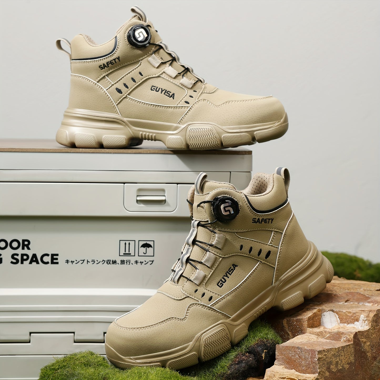 Mens Steel Toe Binder Laces Work Boots / Shoes