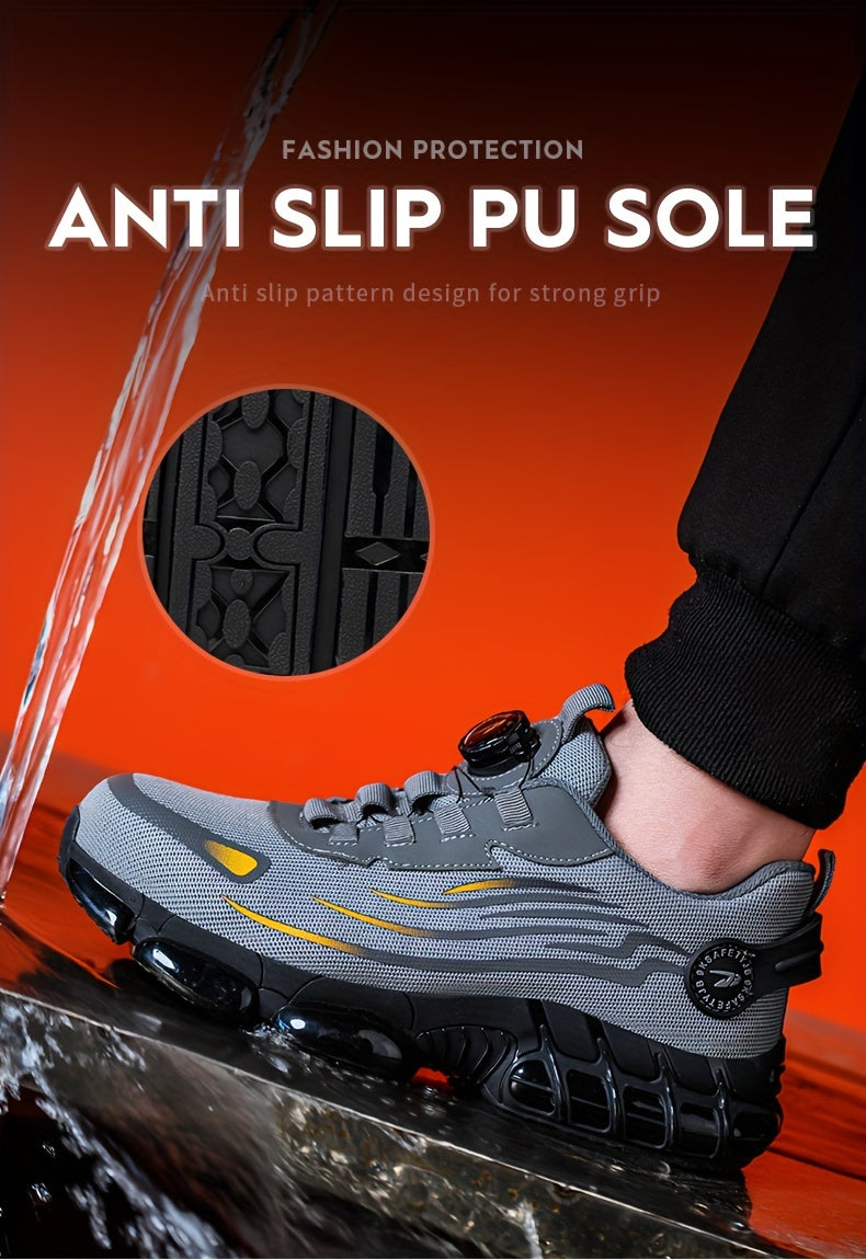 Men's Trendy Steel Toe & Rotating Buckle Safety Shoes