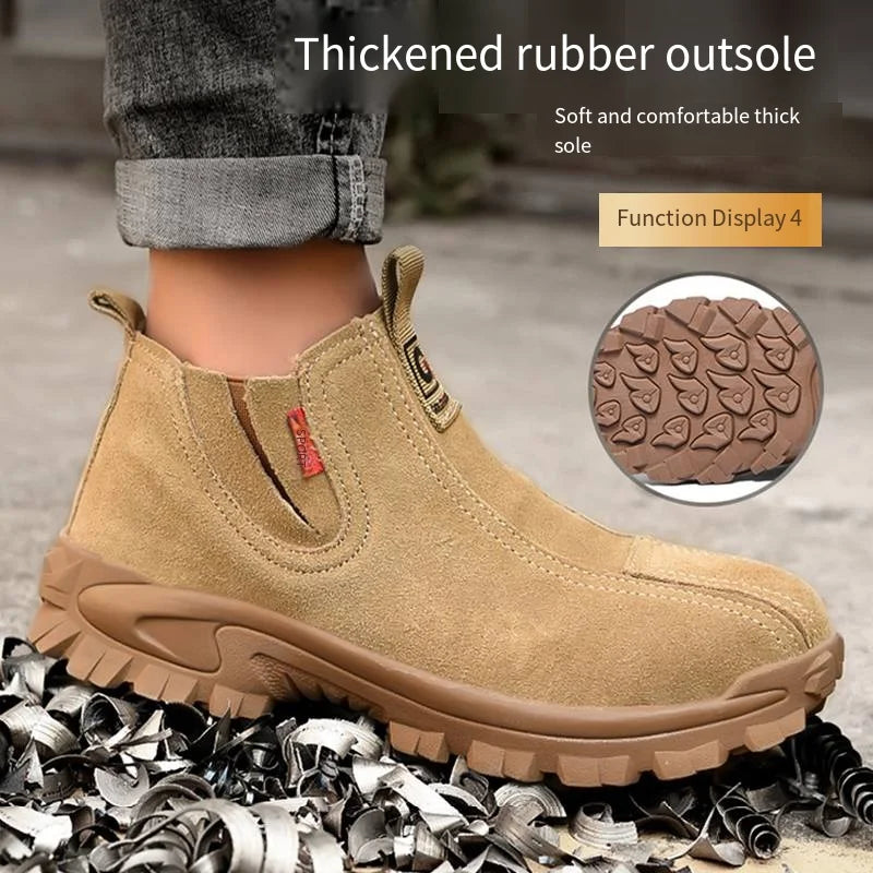 Lightweight Slip-On Work Shoes Men Women Comfortable Waterpoof Steel Toe