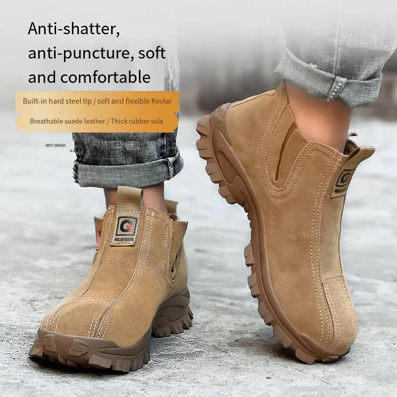 Lightweight Slip-On Work Shoes Men Women Comfortable Waterpoof Steel Toe
