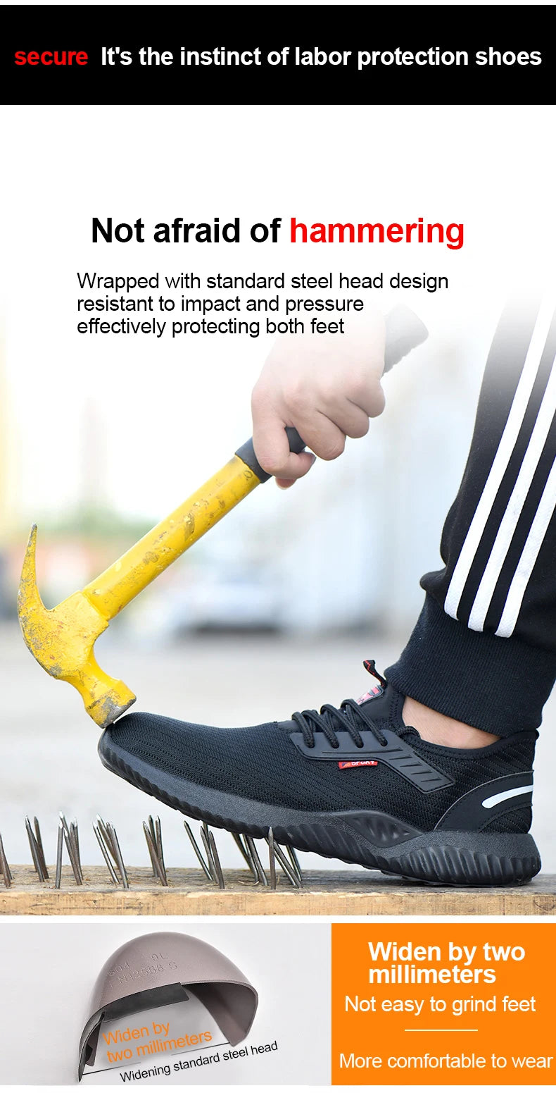 Work Sneakers Steel Toe Shoes Men Safety Shoes
