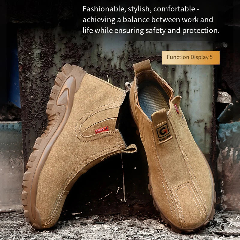 Lightweight Slip-On Work Shoes Men Women Comfortable Waterpoof Steel Toe