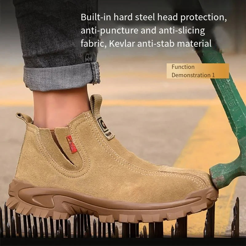 Lightweight Slip-On Work Shoes Men Women Comfortable Waterpoof Steel Toe