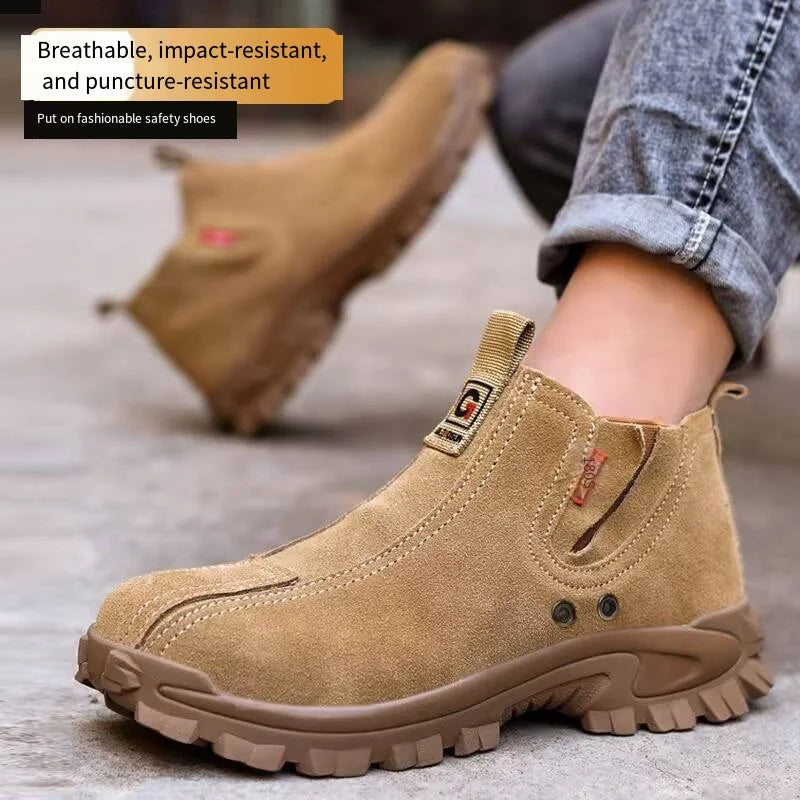 Lightweight Slip-On Work Shoes Men Women Comfortable Waterpoof Steel Toe
