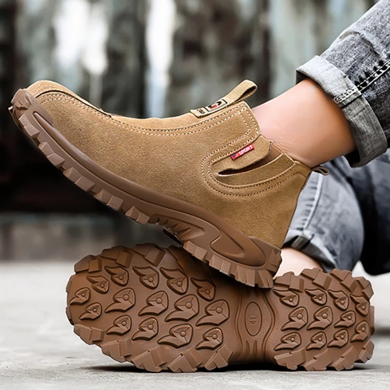 Lightweight Slip-On Work Shoes Men Women Comfortable Waterpoof Steel Toe