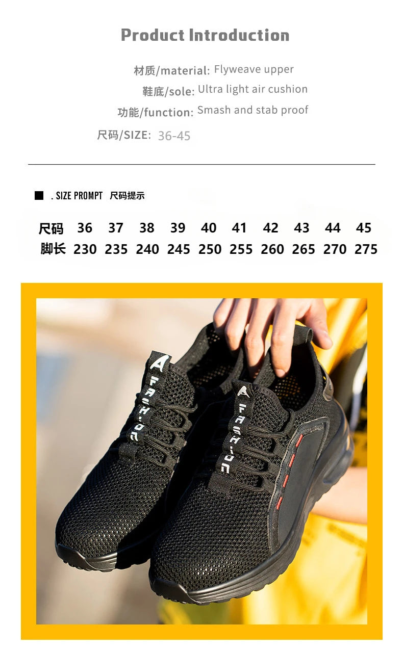 Work Sneakers Steel Toe Shoes Men Safety Shoes