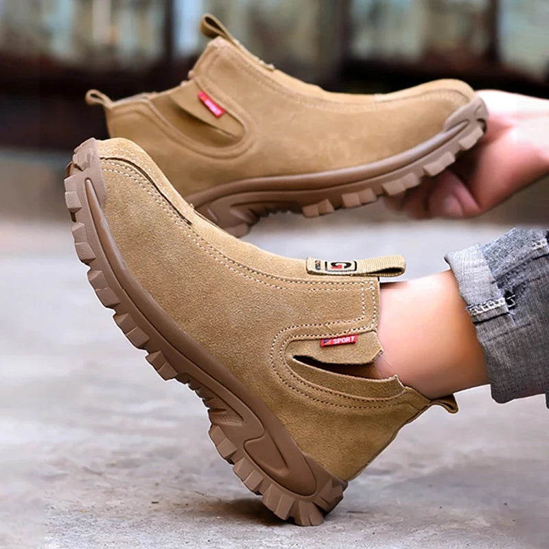 Lightweight Slip-On Work Shoes Men Women Comfortable Waterpoof Steel Toe