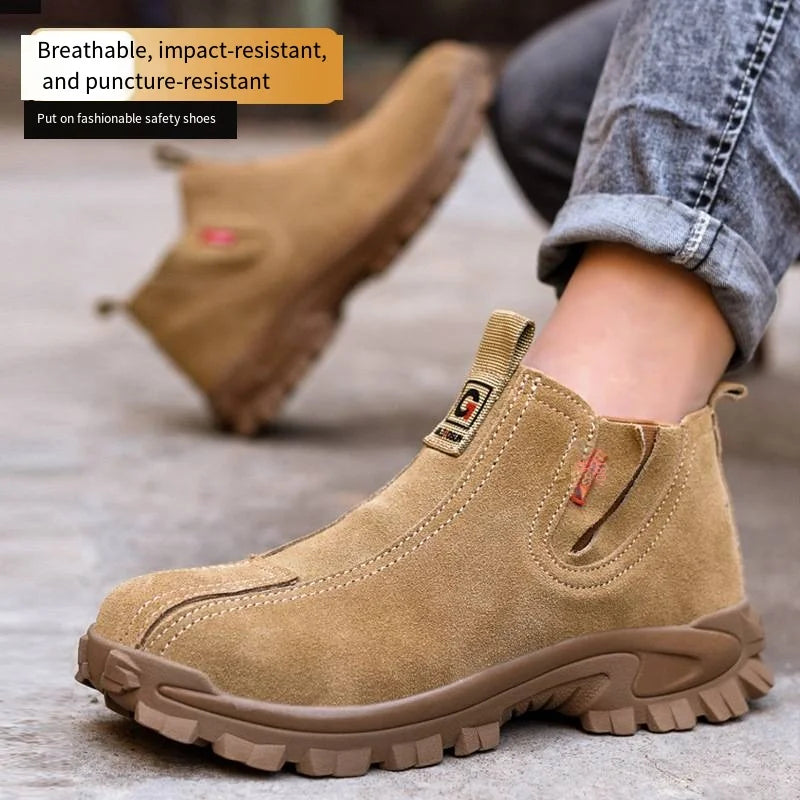 Lightweight Slip-On Work Shoes Men Women Comfortable Waterpoof Steel Toe