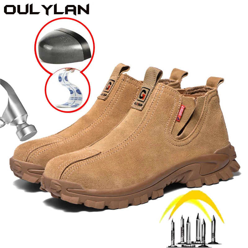 Lightweight Slip-On Work Shoes Men Women Comfortable Waterpoof Steel Toe