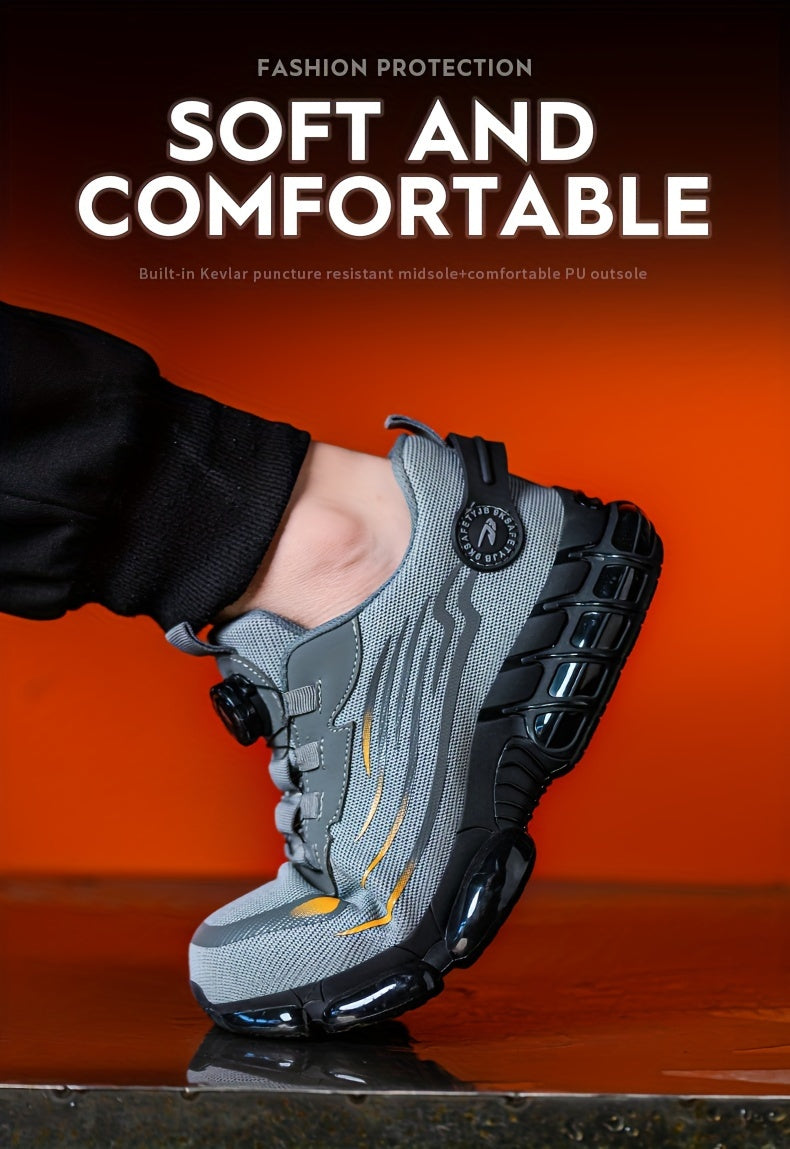 Men's Trendy Steel Toe & Rotating Buckle Safety Shoes
