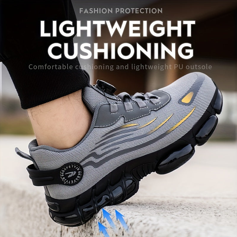 Men's Trendy Steel Toe & Rotating Buckle Safety Shoes