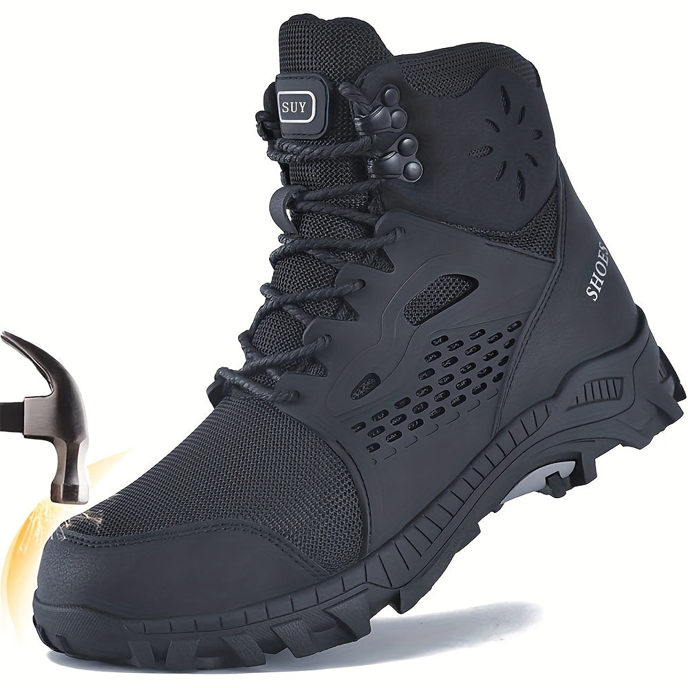 Black Easy Lace Steel Toe Boots